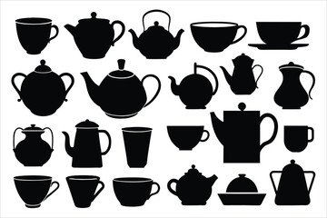 Cups and Teapots Silhouette Collection for Creative Designs
