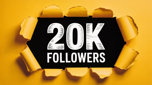 Celebrate 20K followers milestone with vibrant torn paper reveal and bold text announcement