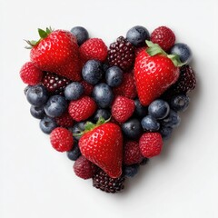 Heart-shaped arrangement of assorted berries