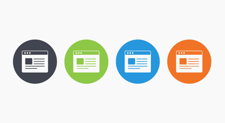 Website Browser Icons Four Color Variations for Web Design