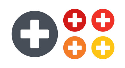 Fototapeta premium Medical Cross Icons Set of Colorful Plus Symbols for Healthcare