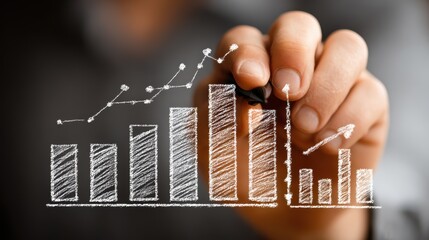 Artist Sketching Dynamic Financial Growth Chart using a Marker, Perfect for Business and Marketing Projects, Capturing Vibrant Energy.