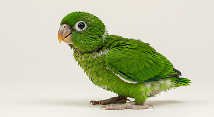 Precious Emerald Green Parrotlet Hatchling Young Bird Captivating Innocent Gaze Bright Future