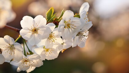 Obraz premium Beautiful White Cherry Blossoms Close Up