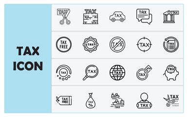 Tax icon, Tax free icon. Accounting, government, finance, payment, and income tax.