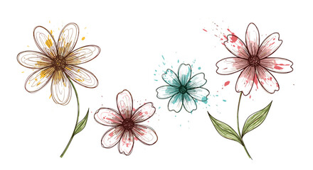 Obraz premium Watercolor floral illustration with delicate petals and splashes of color.