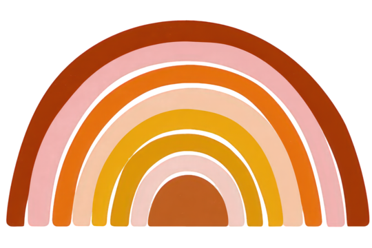 Abstract Rainbow Design in Terracotta and Peach Tones