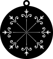 Lasercut Design Isolated Black and White Fleur-de-Lis Ornament Pendant. 54