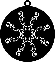 Lasercut Design Isolated Black and White Fleur-de-Lis Ornament Pendant. 61