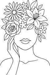 Bloom Within — Elegant Silhouette of Woman with Floral Crown and Raised Hand