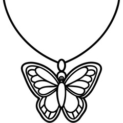 Butterfly Charm Necklace line art vector