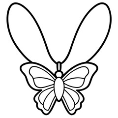 Butterfly Charm Necklace line art vector