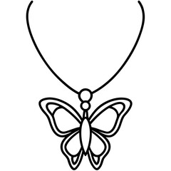 Butterfly Charm Necklace line art vector
