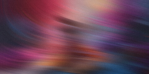 Abstract swirling brushstrokes of vibrant magenta, deep purple, and electric blue create a dynamic and energetic background with a subtle grainy texture