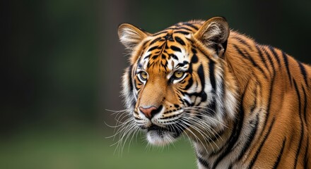 Obraz premium Magnificent Bengal Tiger Portrait, Majestic Feline Observing in the Wild