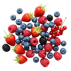 Vibrant Berry Blend Raspberries Blueberries Strawberries  More on transparent background