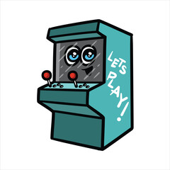 Retro Arcade Console character cartoon vector illustration
