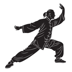Black vovinam vietnam Silhouette Vector, High Quality Illustration on White Background