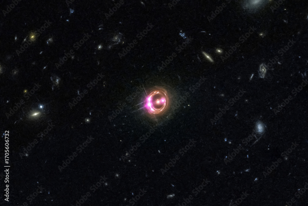 Wall mural space telescopes measure black hole spin compression showing cosmic data visualization of a supermas