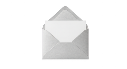 Open envelope with a blank card inside isolated on transparent background