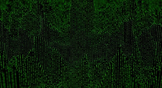 Abstract Green Data Stream Pattern on Black Background