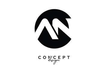 AN Creative Negative Space Circle Monogram Logo Design
