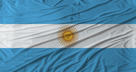 Argentine flag waving. Flag of Argentina with cloth texture
