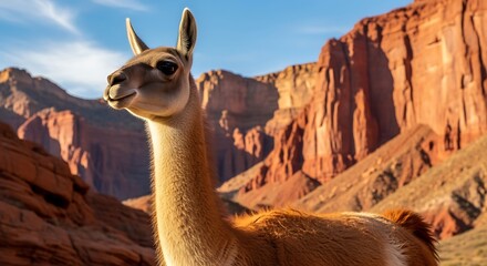 Llama in the desert landscape, majestic animal in nature.