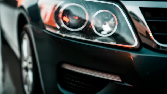 Close up of a car headlight breaking from impact, showing damage over time. Auto crash and accident concept footage.