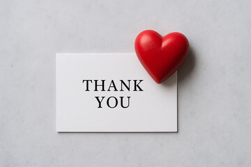 Red Heart on Thank You Note