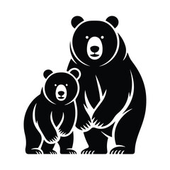 Black Bear and Cub Illustration Symbol of Protection and Family Unity in Nature