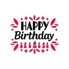 Minimalist happy birthday script with confetti vector design
