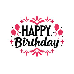 Happy birthday typography illustration with colorful elements