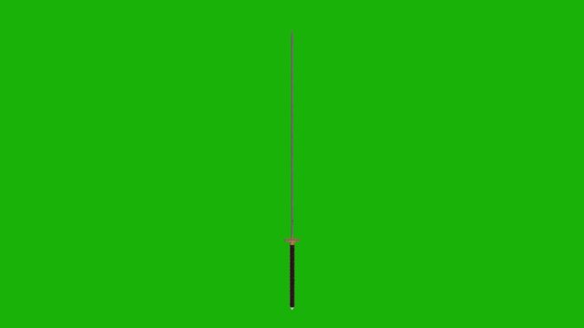 Katana on green background