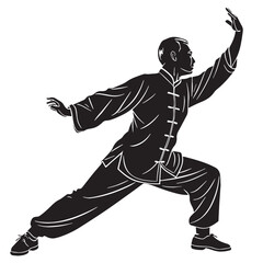 Black xing yi quan china Silhouette Vector, High Quality Illustration on White Background