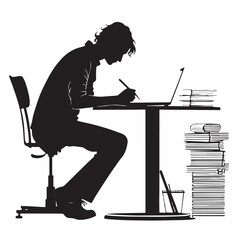 Black writing editing Silhouette Vector, High Quality Illustration on White Background