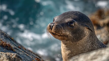 Young Curious Sea Lion, Captured in Action Perfect for Engaging Content.