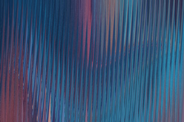 Abstract vertical lines in shades of blue and pink create a textured, rippling effect, evoking a...