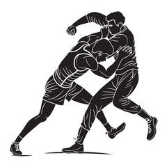 Obraz premium Black sambo Silhouette Vector, High Quality Illustration on White Background