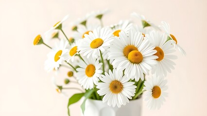 Obraz premium Fresh daisies in a simple white vase, radiating natural charm and understated elegance.