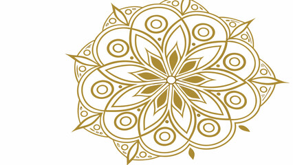 Golden floral mandala with repeating circles and petal shapes on a white background design element created with generated ai