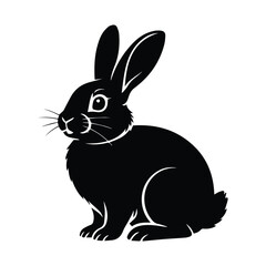 Black Rabbit Silhouette on White Background Classic and Elegant Animal Illustration Vector Graphic