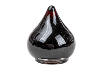 Elegant Black Glass Teardrop Shaped Decor with Sparkling Surface and Smooth Finish, Ideal for Home, Office, or Artistic Display Purposes