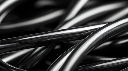 Tangled black and grey wires forming abs standard industrial setting macro photography abstract concept
