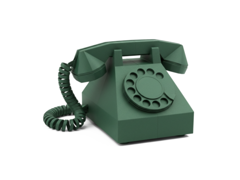 3d rendering of retro green rotary telephone isolated. Png file