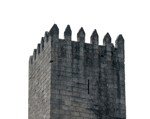 Mediaeval battlement fortress with stone tower. Ancient castle wall and turret stronghold, gothic © valiantsin