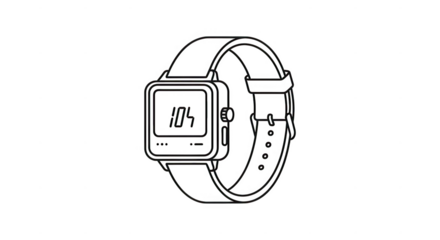 Smart watch outline with display isolated on transparent background