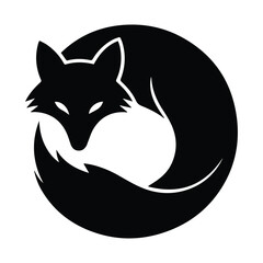 Elegant black fox logo design idea creative and professional fox icon with text