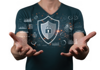 Digital shield protecting data with futuristic technology