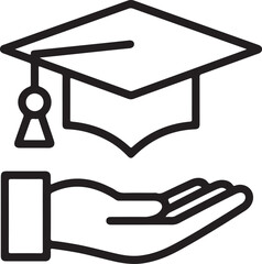 Graduation cap held in open hand symbolizing education and support